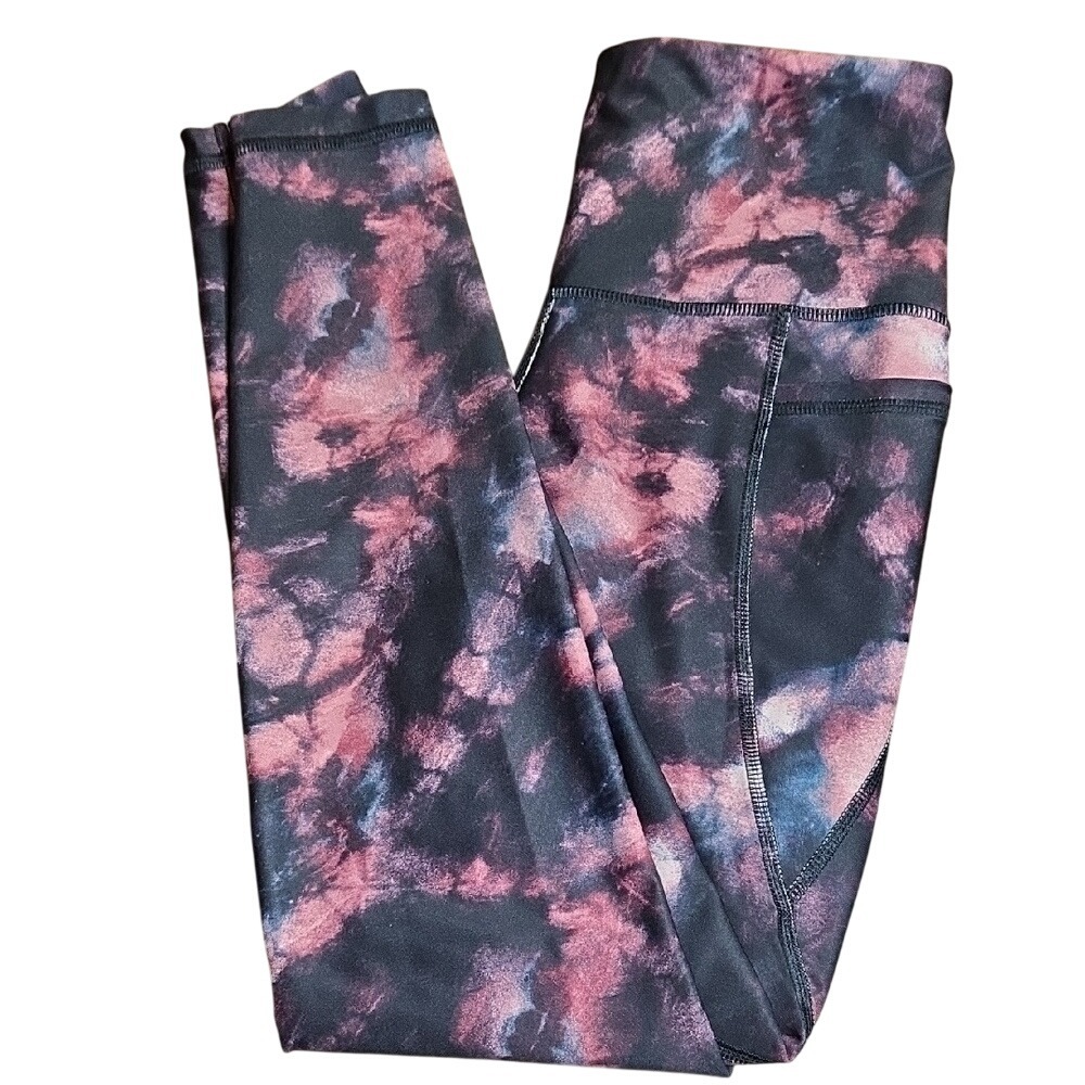 Old Navy Powersoft High-Rise Leggings, Pockets, Black Pink, Women's Size XS‎